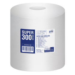 Roku dvieļi Grite Super Maxi 300 Coreless, balti, 1-kārt., 6gab, Ø20