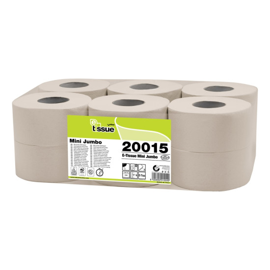 Tualetes papīrs CELTEX E-Tissue Mini 150, gaiši brūns, 2-kārt., 12gab, Ø19.5