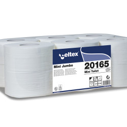 Tualetes papīrs CELTEX Mini 160, balts, 2-kārt., 12gab, Ø19.5
