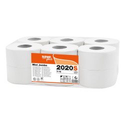 Tualetes papīrs SAVE Plus Mini 150, balts, 2-kārt., 12gab, Ø19