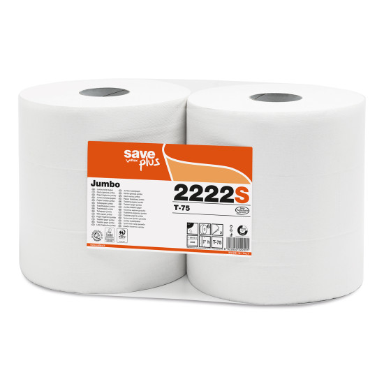 Tualetes papīrs SAVE Plus Maxi 300, balts, 2-kārt., 6gab, Ø26.5