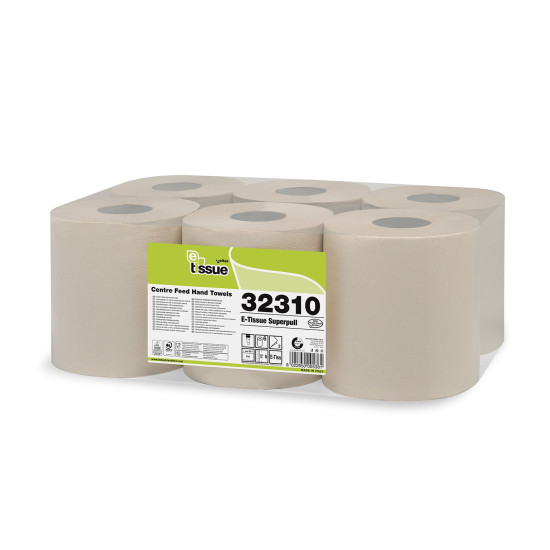 Roku dvieļi E-Tissue SUPERPULL Maxi 153, gaiši brūni, 2-kārt., 6gab, Ø20