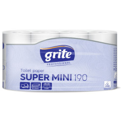 Tualetes papīrs Grite SUPER MINI 190, 2-kārt., 8x8=64gab, Ø10.5