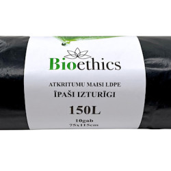 Atkritumu maisi BIOETHICS ĪPAŠI Izturīgi LDPE, melni, 150L/10gab/50mkr  (0,79kg)  (15)