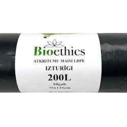 Atkritumu maisi BIOETHICS LDPE, melni, 200L/10gab/35mkr  (0,65kg)  (10)