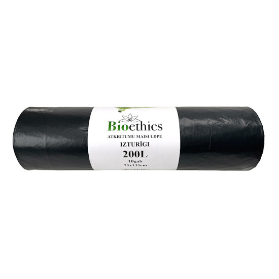 Atkritumu maisi BIOETHICS LDPE, melni, 200L/10gab/35mkr  (0,65kg)  (10)