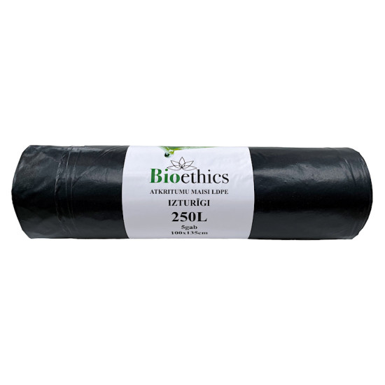 Atkritumu maisi BIOETHICS LDPE, melni, 250L/5gab/50mkr (0,62kg) (10)