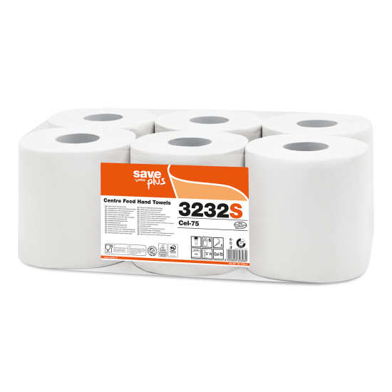 Полотенца для рук Celtex SAVE Plus 108, белые, 2-х слойные, 6шт, Ø19