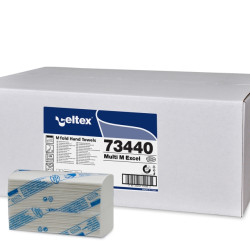 Roku salvetes CELTEX Multi M Excel 21.5x36cm, baltas, 3-kārt., 18x100gab (šaurās 9cm)