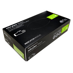Cimdi nitrila nepūderēti Mercator NITRYLEX Black S, melni, 100gab (10)