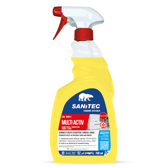 Дезинфицирующее чистящее средство с ароматом лимона Sanitec MULTI ACTIV Lemon, 750мл (6)