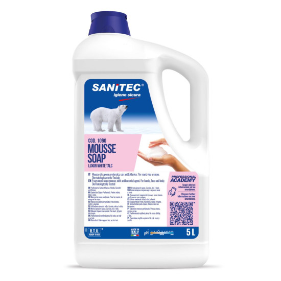 Putu ziepes Sanitec MOUSSE SOAP Luxor White Talc, 5L (2)