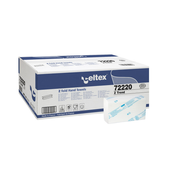 Roku salvetes CELTEX Z Trend 21.5x24cm, baltas, 2-kārt., 25x150gab (šaurās 8cm)
