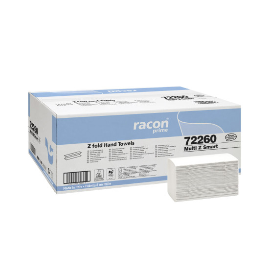 Roku salvetes RACON Multi Z Smart 21.5x27cm, baltas, 2-kārt., 18x170gab (šaurās 9cm)