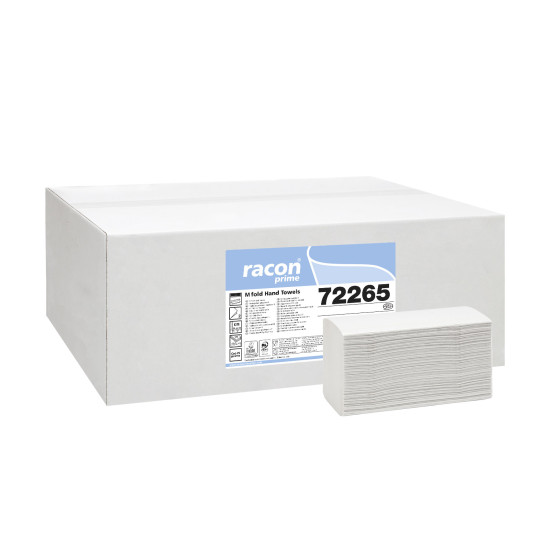 Roku salvetes RACON Multi M Smart 21.5x36cm, baltas, 2-kārt., 18x125gab (šaurās 9cm)