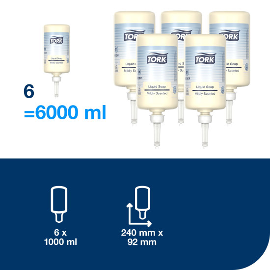 Мыло жидкое Tork Premium Mild S1, Бережное очищение, 1 л