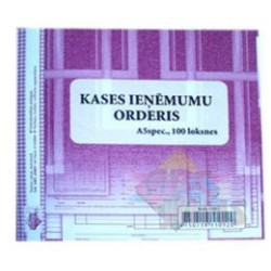 Kases ieņēmumu orderis mazais, A5 spec. ABC