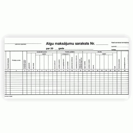 Algu maksājumu saraksts 1/2 A3 10 loksnes