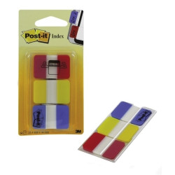 Indeksi Post-it Strong 25x38mm, 3x22gab/iep, sarkani/dzelteni/zili