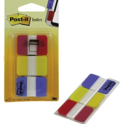 Indeksi Post-it Strong 25x38mm, 3x22gab/iep, sarkani/dzelteni/zili