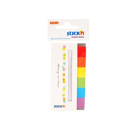 Papīra indeksi ar turētāju StickN 21598, 6x30L, 45x15mm, varavīksne