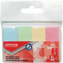 *Papīra indeksi Office Products 20x50mm, 4x40 pastelkrāsas