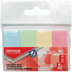 *Papīra indeksi Office Products 20x50mm, 4x40 pastelkrāsas