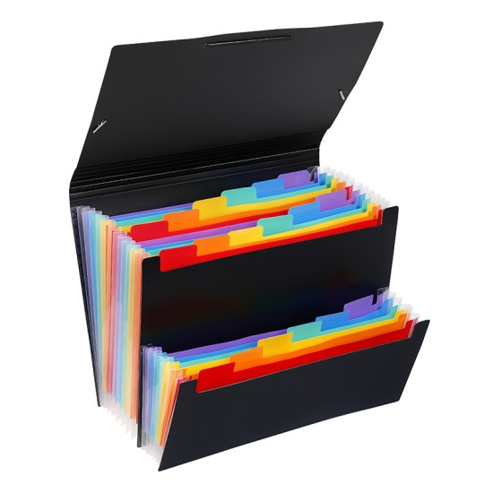 Mape-kartotēka Viquel Rainbow A4, ar gumiju, 18 nodalījumi, plastikāta, melna