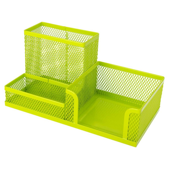 Galda organizators Deli 9154, 20x10x10cm,ar turētāju piezīmju lapiņām, 3 nodalījumi, metāla, asorti