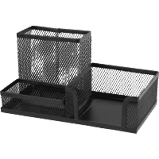 *Galda organizators ar turētāju piezīmju lapiņām deVente, 20x10x10cm, 3 nodalījumi, metāla, melns