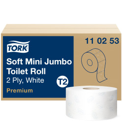 Tualetes papīrs Tork 110253 Premium Soft Jumbo Mini T2, balts, 2 slāņi, 170 m, 1214 lapas, 1 rullis