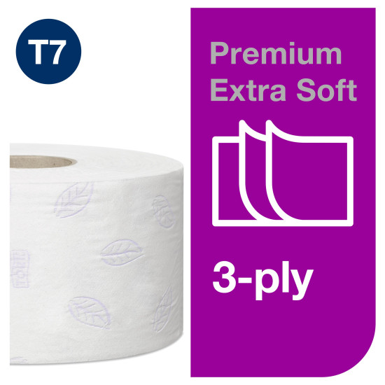 Tualetes papīrs Tork 110255 Premium Extra Soft Jumbo Mini T2, balts, 3 slāņi, 120 m, 600 lapas, 1 rullis