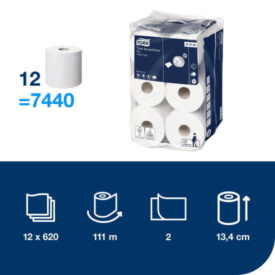 Бумага туалетная Tork SmartOne Mini T9, White, Controlled Dispensing