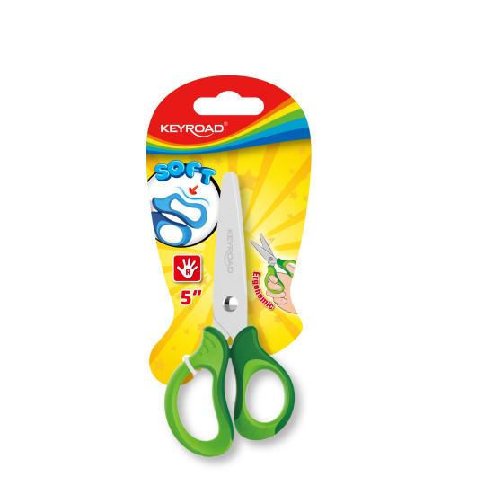 Šķēres bērniem Keyroad 13cm, ergonomiskas, mīksti rokturi, asorti