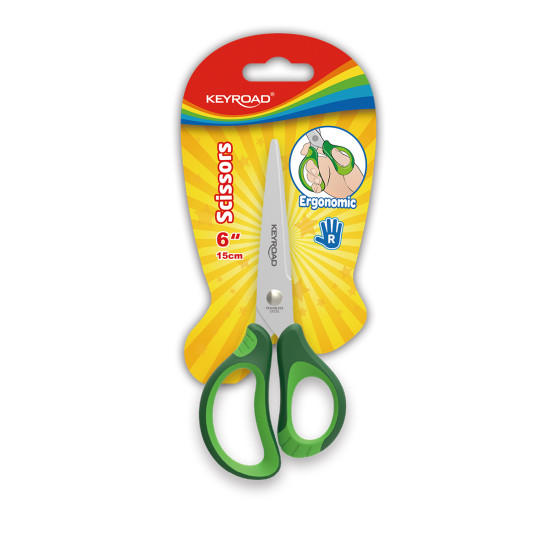 Šķēres bērniem Keyroad 15cm, ergonomiskas, asorti