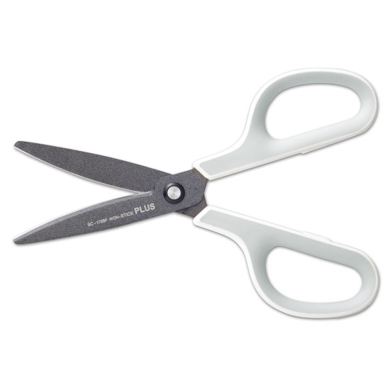 *Šķēres PLUS FITCUT CURVE FLUORINE 17.4 cm, baltas ar pelēku