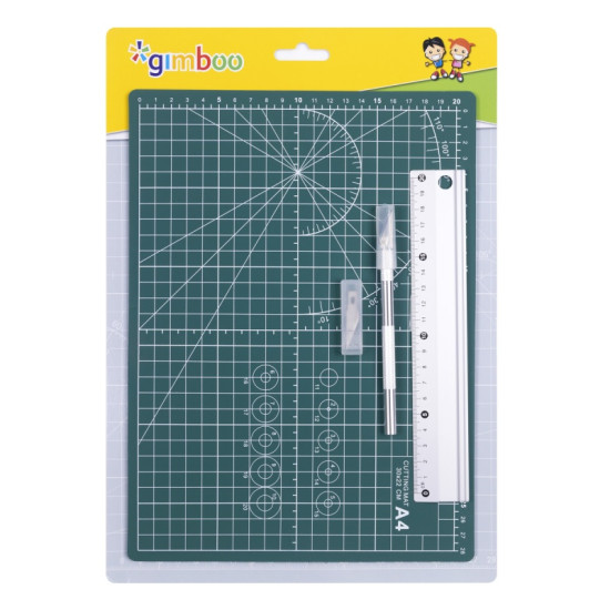 *Paliktnis griešanai GIMBOO 30X22cm komplektā ar al.lineālu un nazi