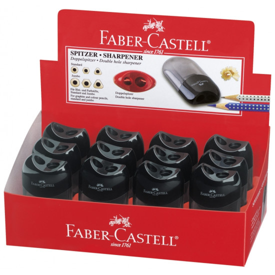 Zīmuļu asināmais Faber-Castell,  divi diametri, ar konteineru, melns