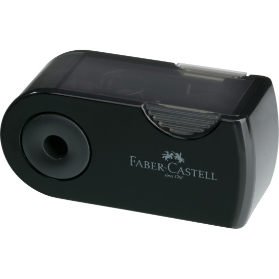 Zīmuļu asināmais Faber-Castell Sleeve Mini, viens diametrs, ar konteineru, melns