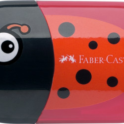 Точилка Faber-Castell "Божья Коровка", Red, двойная, со встроенным ластиком