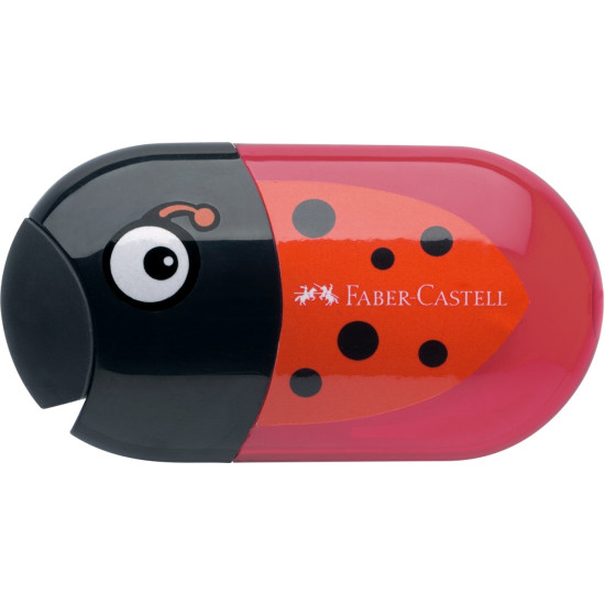 Точилка Faber-Castell "Божья Коровка", Red, двойная, со встроенным ластиком
