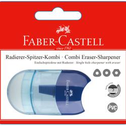 Zīmuļu asināmais ar dzēšgumiju Faber-Castell, viens diametrs, zils