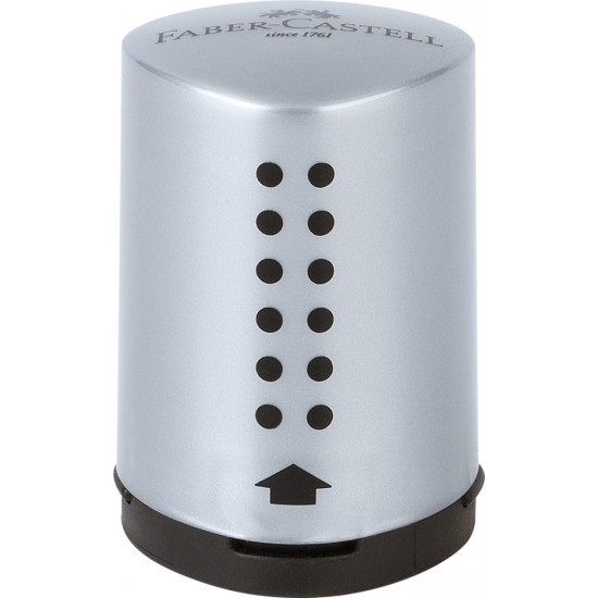 Zīmuļu asināmais Faber-Castell Grip 2001 Mini viens diametrs un konteineru, pelēks