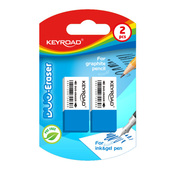 Ластик Keyroad Duo, White Blue, без размазывания
