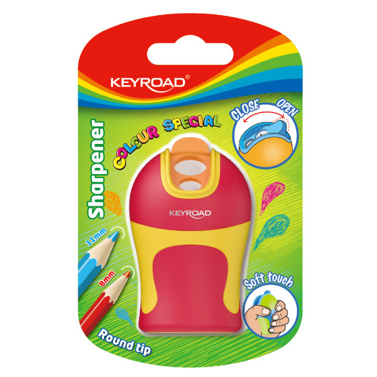 Zīmuļu asināmais Keyroad Soft touch divi diametri, ar konteineri