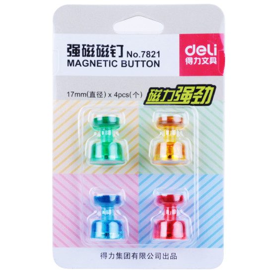 Magnēti tāfelēm Deli 7821, 17mm, 4gab/iep, asorti