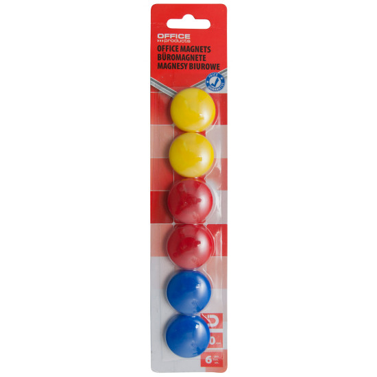 *Magnēti tāfelēm OFFICE PRODUCT, 30mm, 6gab/iep,  asorti
