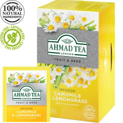 Zāļu tēja Ahmad Tea Camomile&Lemongrass , ar kumelītēm un citronzāli, 20 gab.x1.5g, folijā