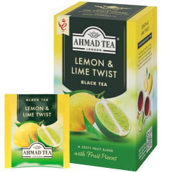 Melna augļu tēja Ahmad Tea Lemon&Lime Twist, citrons un laims ,20 gab.x2g, folijā