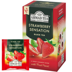 Melnā tēja Ahmad Tea Stawberry Sensation, zemeņu, 20gabx2gr, folijā